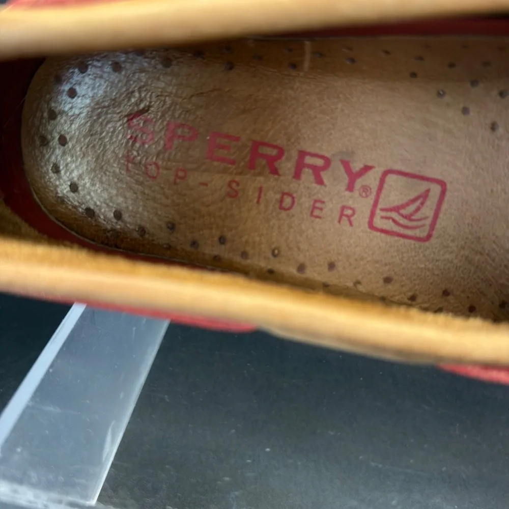 Sperry Top-Sider Mens Authentic Original Leather Boat Shoes Tan Red Sole Laces
